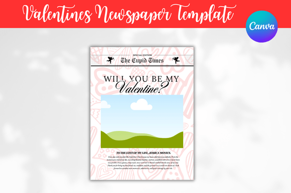 Download Valentines Newspaper Canva Templates - Valentines Collection