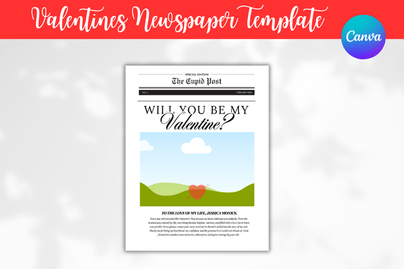 Download Valentines Newspaper Canva Templates - Valentines Collection