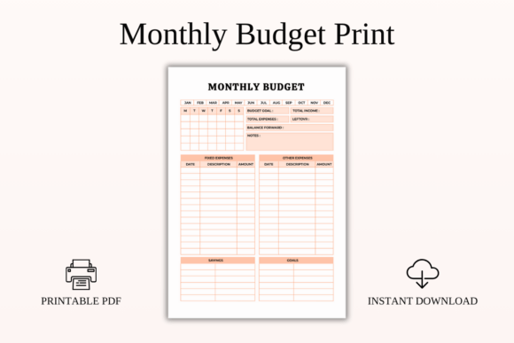 Download Household Monthly Budget Print PDF - Print Collection
