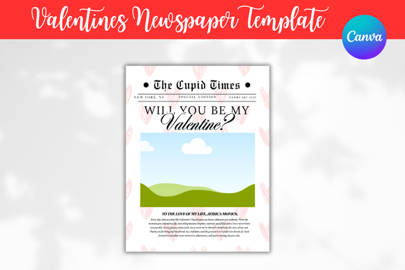 Download Valentines Newspaper Canva Templates - Valentines Collection
