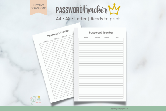 Download Password Tracker Printable Planner Set - Print Collection
