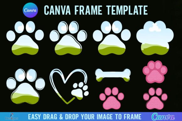 Download Paw Print Canva Frame Template Dog Bone - Print Collection