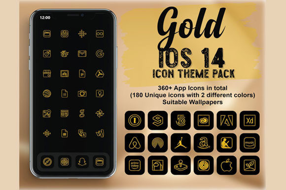 Download Gold White Black App Icons IOS 14 - App icons Collection