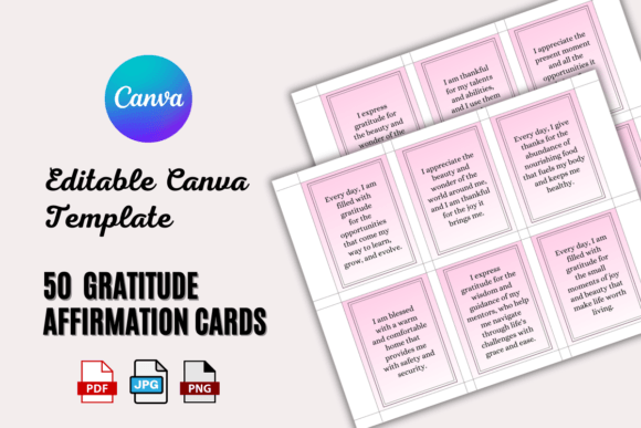 Download 50 GRATITUDE AFFIRMATION CARDS PRINTABLE - Print Collection