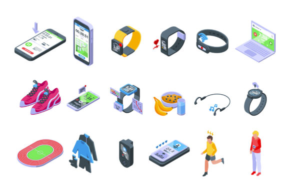 Download Runner App Icons Set Isometric Vector. - App icons Collection