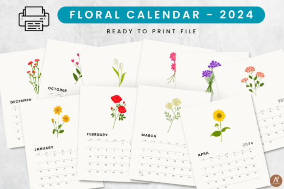 Download Printable Floral 2024 Calendar PDF - Print Collection