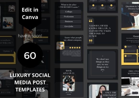 Download 60 Luxury Social Media Canva Templates - Premium Resources