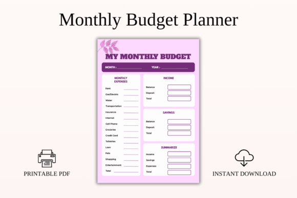 Download Modern Monthly Budget Planner Printable - Print Collection