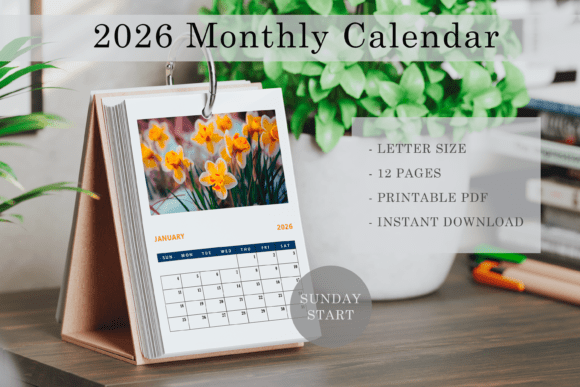 Download 2026 Floral Printable Photo Calendar PDF - Print Collection