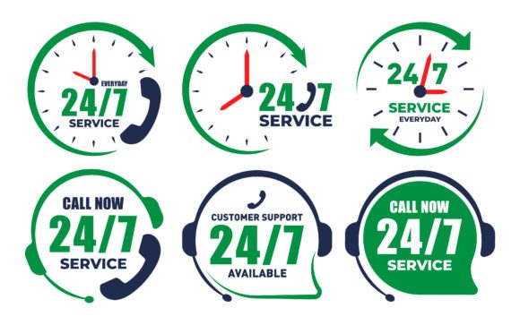 Download 24 7 Service Badge Label Design Vector - Label design Collection