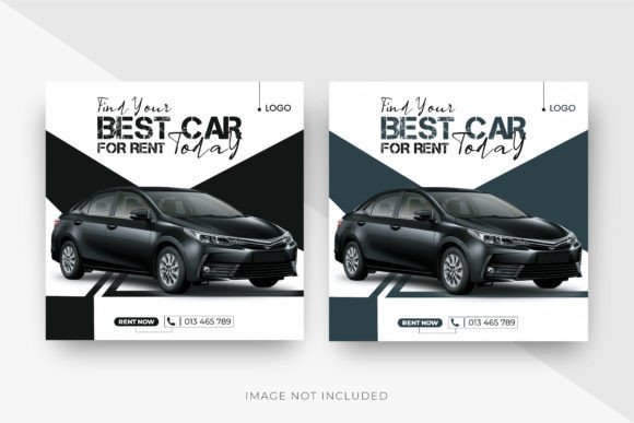 Download Black Luxury Rent Car Social Media Post - Premium Bundle