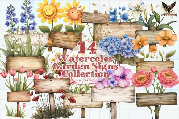 Download Watercolor Garden Signs Collection PNG - Garden signs Collection