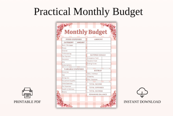 Download Practical Monthly Budget PDF Printable - Print Collection