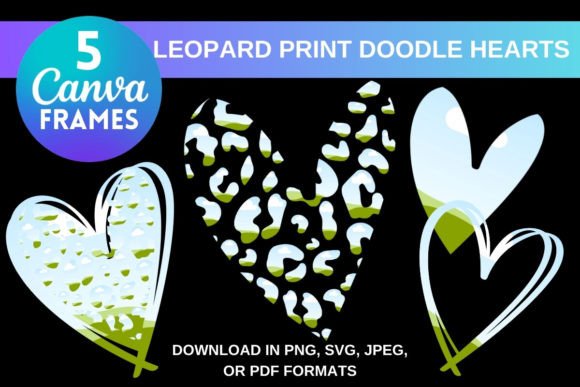Download LEOPARD PRINT DOODLE HEART CANVA FRAMES - Print Collection