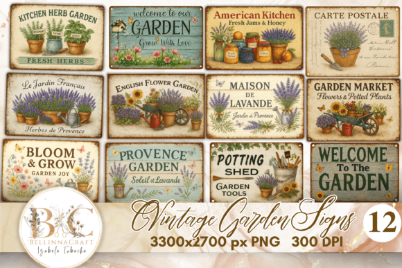 Download Vintage Garden Signs Clipart Bundle - Garden signs Collection