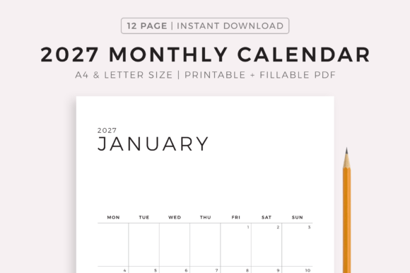 Download 2027 Monthly Calendar Printable - Print Collection